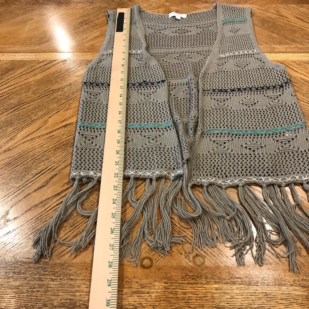 Umgee Boho Crochet Knit Fringe Open Vest Women Size Large Cotton Blend Festival - Picture 7 of 8